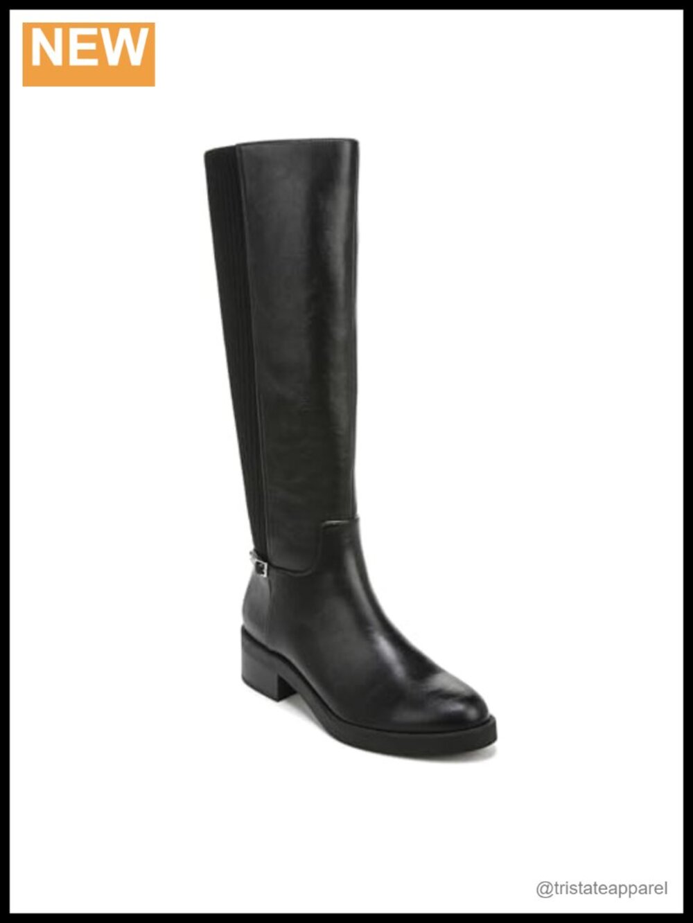 Faux Leather Knee High Riding Boots with Side Zip and Block Heel
